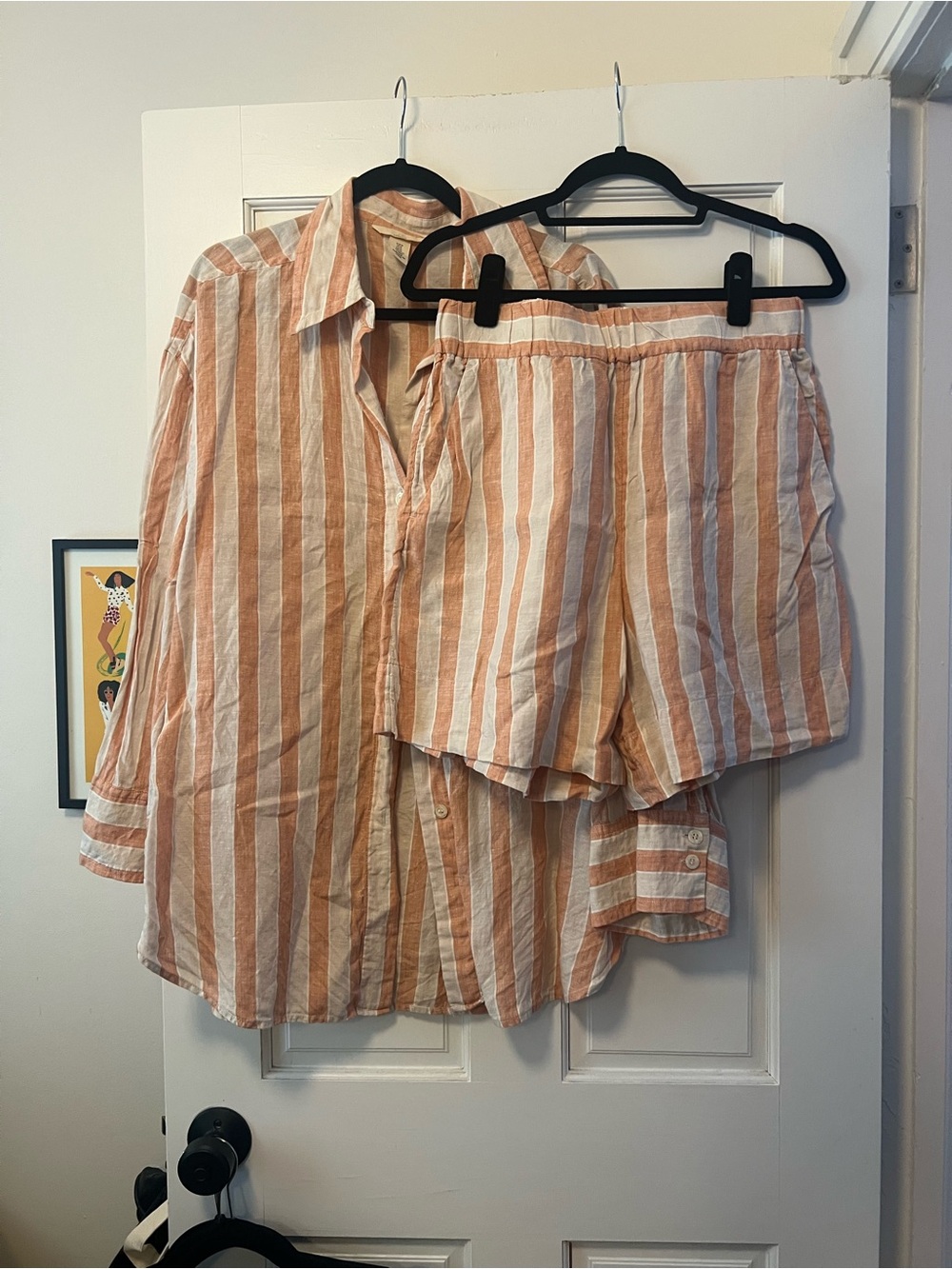 H&M Peach & White Striped linen Set